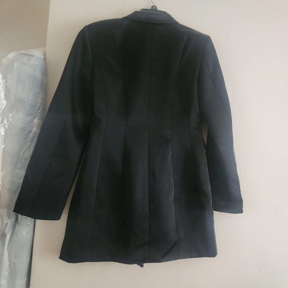 H&M double-breasted fitted jacket dress satin effect black sz L BNWT - Picture 12 of 13